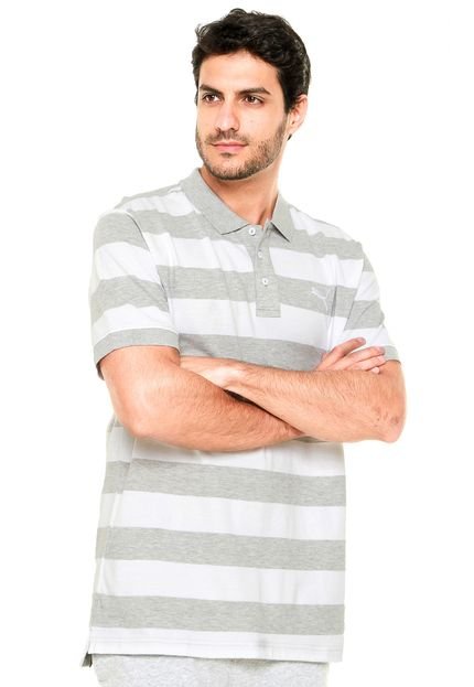 Camisa Polo Puma Ess Striped Pique Cinza - Marca Puma