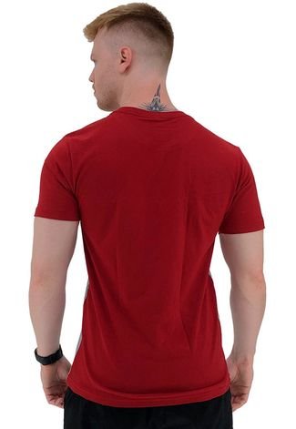 Camiseta Tradicional Bicolor Gola Redonda Alto Conceito Vermelho Com Mescla Tradicional