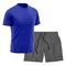 Kit Short   Camiseta Dry Treino Fitness Academia Bermuda Camisa Praia Esporte Azul/Cinza - Marca Life