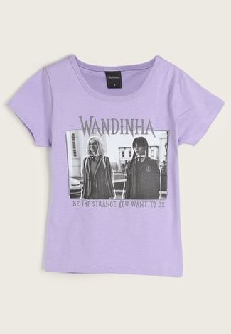 Camiseta Infantil Brandili Wandinha Lilás