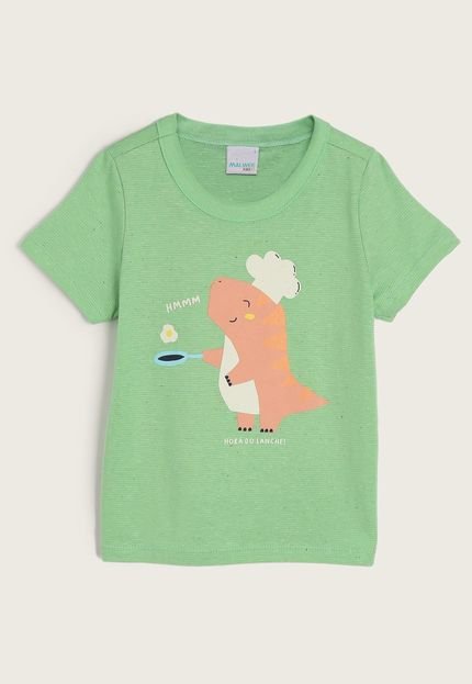 Camiseta Infantil Malwee Kids Dinosaur Cooking Verde - Marca Malwee Kids