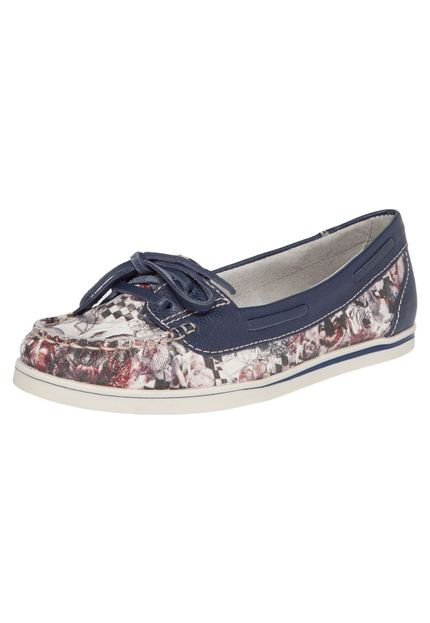 Mocassim Couro Bottero Floral Azul - Marca Bottero