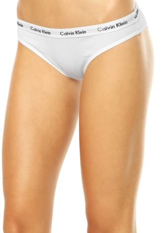 Kit Calcinha Calvin Klein Underwear Biquíni Branco/ Laranja