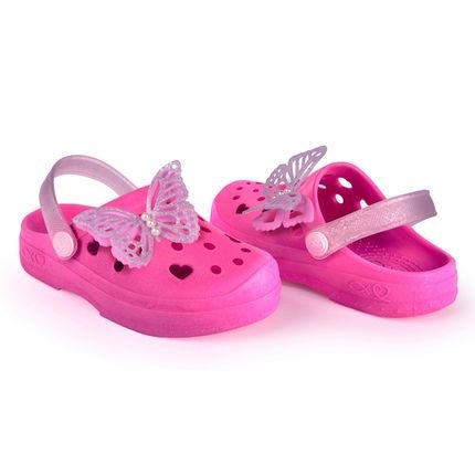 Sandália Babuche Premium Kids Menina Borboleta Pink Com Glitter Mar&Cor - Marca MAR & COR