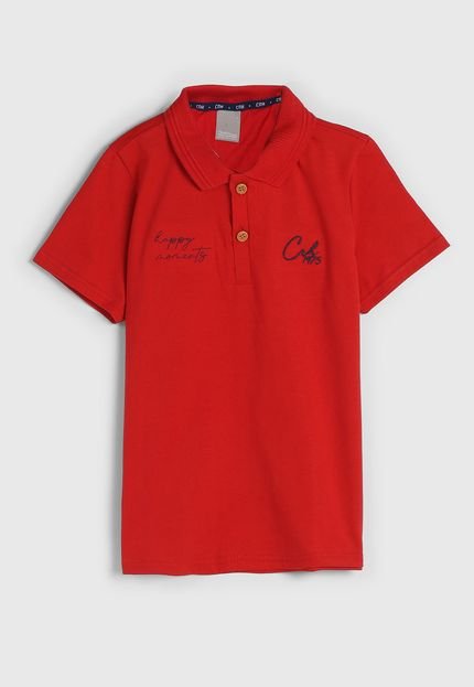 Camisa Polo Carinhoso Infantil Lettering Vermelha - Marca Carinhoso