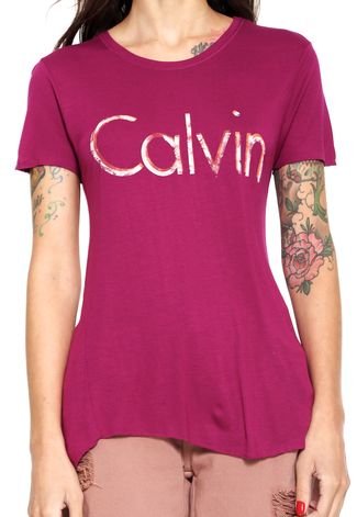 Blusa Calvin Klein Jeans Estampada Roxa