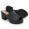 Tamanco Tratorado Feminino em Couro Legitimo Peep Toe Preto - Marca Rute Paula