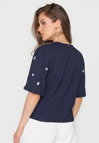 Blusa Maria Valentina Bordados Azul-Marinho - Compre Agora