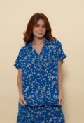 Camisa Lina Floral Azul - Marca Aura