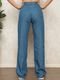 Kit 03 Calças Jeans Wide Leg Pantalona Feminina Azul Escuro, Médio e Branco - Marca CKF Wear