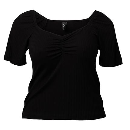 Blusa Feminina Averzzy Plus Size Canelada Ombro a Ombro Preta - Marca Averzzy