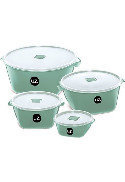 Kit 4 Potes Multiuso Premium Verde Menta Sólido Plástico Uz Utilidades - Marca UZ UTILIDADES