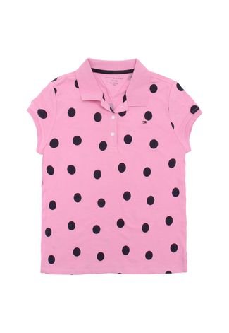 Camisa Polo Tommy Hilfiger Kids Manga Curta Menina Rosa - Compre Agora