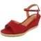 Sandália Anabela Feminina Plataforma CM Calçados Macia Corda Natural Camurça Vermelho - Marca Monte Shoes