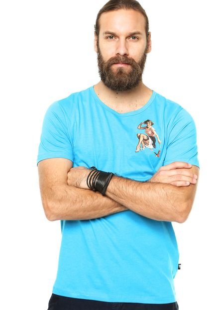 Camiseta Manga Curta Cavalera Pin Up Azul - Marca Cavalera