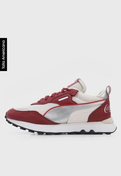 Tenis Lifestyle Beige Rojo Plateado Puma Rider FV Coca Cola