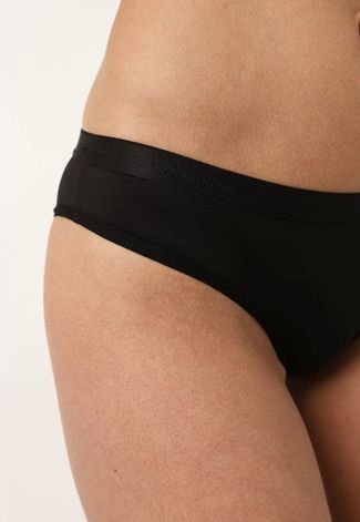 Calcinha Calvin Klein Underwear Tanga Microfibra Soft Touch Preta