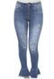 Calça Jeans Lunender Cropped Flare Destroyed Azul - Marca Lunender