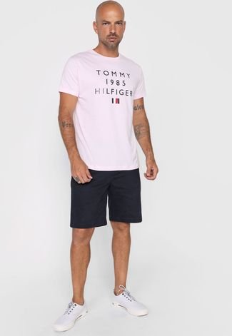 Camiseta Tommy Hilfiger Logo Rosa - Compre Agora