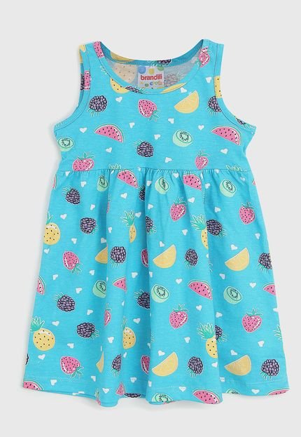 Vestido Brandili Infantil Frutas Azul - Marca Brandili