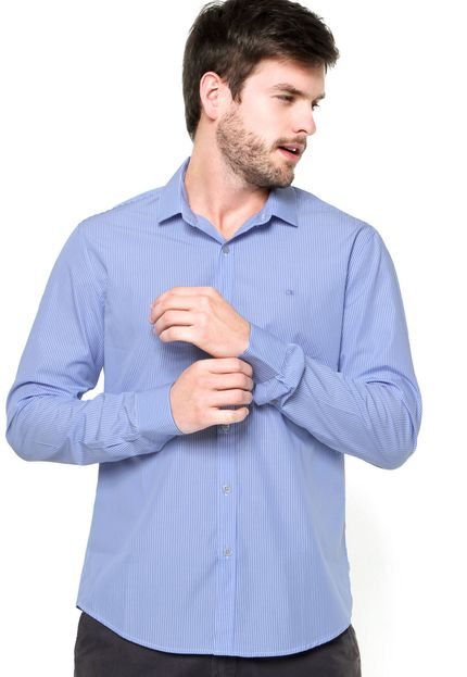 Camisa Calvin Klein Bordado Listras Azul/Branca - Marca Calvin Klein