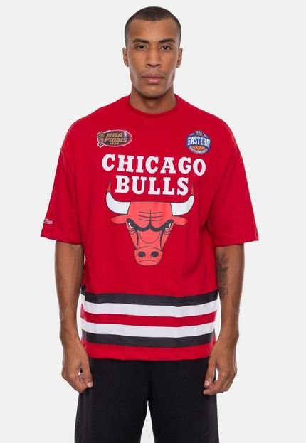 Camiseta Mitchell & Ness Chicago Bulls Flame Logo Vermelha Ko - Marca Mitchell & Ness