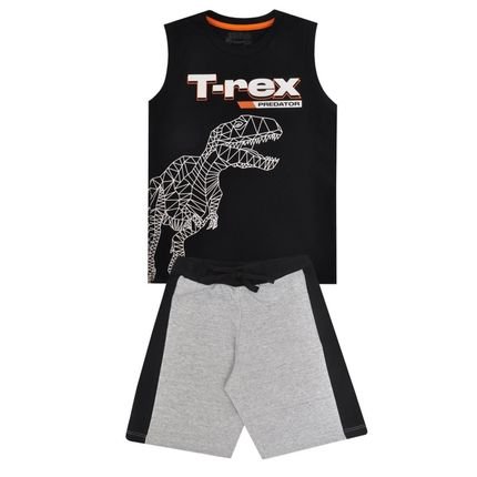 Conjunto Regata Infantil Masculino Preto T-Rex - Marca Tiktak Kids
