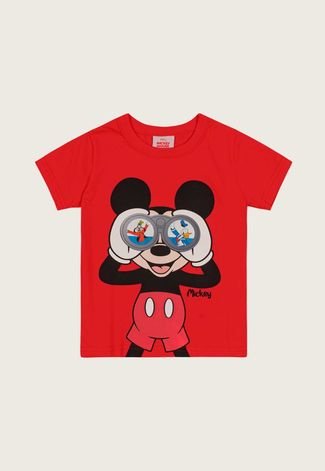 Camiseta Infantil Brandili Mickey Mouse Vermelha Disney
