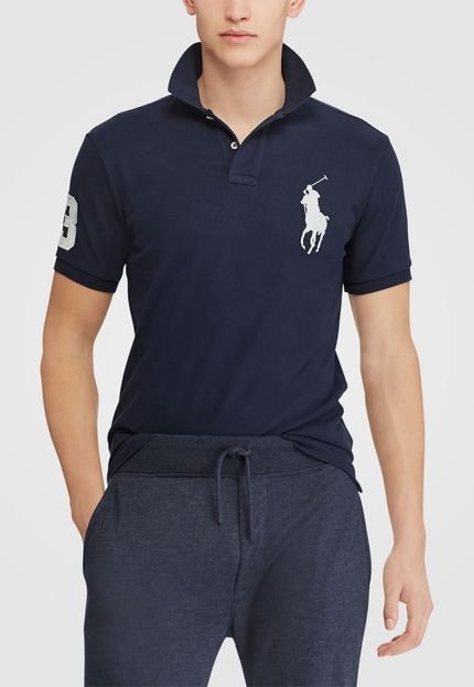 Camisa Polo Polo Ralph Lauren Custom Slim Fit Azul-Marinho - Marca Polo Ralph Lauren