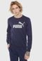 Moletom Flanelado Fechado Puma Logo Crew Azul-marinho - Marca Puma