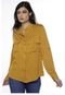 Camisa Feminina Lisa em Viscose com Bolsos Sob Caramelo Amarelo - Marca SOB