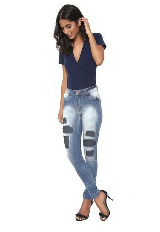 Calça Jeans Biotipo Skinny Rasgos Azul