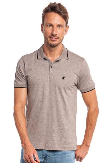 Polo Masculina Detalhe Filete Polo Wear Bege Claro - Marca Polo Wear