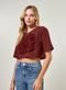 Camiseta Cropped Vinho Com Veludo - Marca Youcom