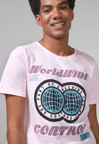 Camiseta Forever 21 Worldwide Rosa