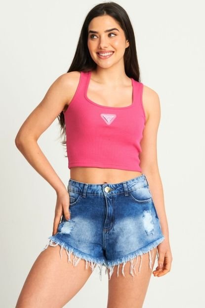 Regata Feminina Cropped Aplique Logo Planet Girls Rosa - Marca Planet Girls