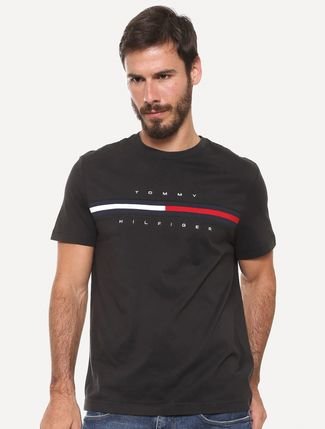 Camiseta Tommy Hilfiger Logo Preta - Compre Agora