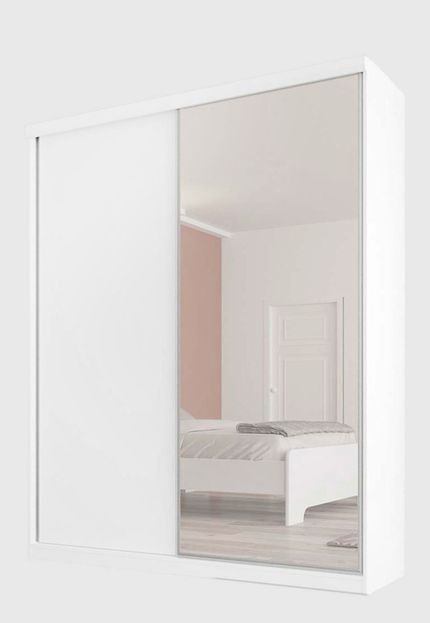 Guarda-Roupa 2 Portas 3 Gavetas Virtual 176 c/espelho Branco Maderado Robel Móveis - Marca Robel Móveis
