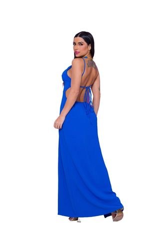 Vestido Abertura Lateral Feminina Azul - Compre agora