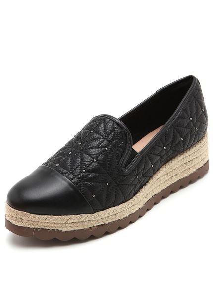 Slip On Flatform Couro Dumond Espadrille Preto - Marca Dumond