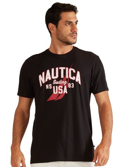Camiseta Nautica Masculina Arc Sailing USA 83 Preta - Marca Nautica