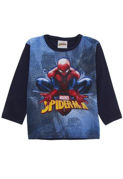 Camiseta Spider Man Infantil Homem-Aranha Azul-Marinho - Marca Spider Man