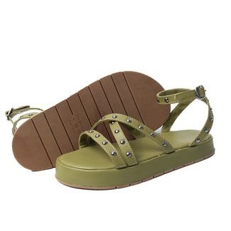 Papete Sandalia Plataforma Sola Alta Verde Musgo Kuento Shoes