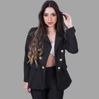 Blazer Feminino de Alfaiataria Acinturado com Forro