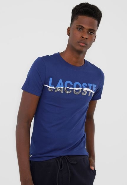 Camiseta Lacoste Lettering Azul-Marinho - Marca Lacoste