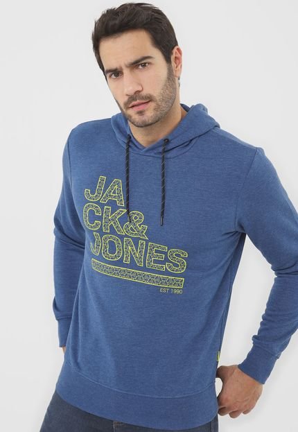 Blusa de Moletom Flanelada Fechada Jack & Jones Navy Peony Azul - Marca Jack & Jones