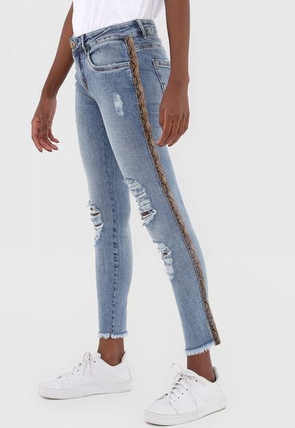 Calça Jeans My Favorite Thing(s) Skinny Cropped Destroyed Azul - Marca My Favorite Things