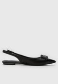 Sapatilha Slingback Jorge Bischoff de Couro Pedrarias Preta - Marca Jorge Bischoff