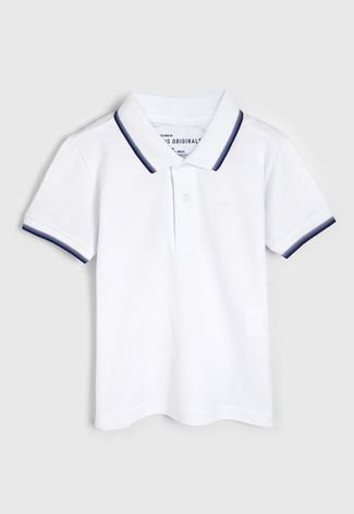 Camisa Polo Ellus Kids Infantil Frisos Branca