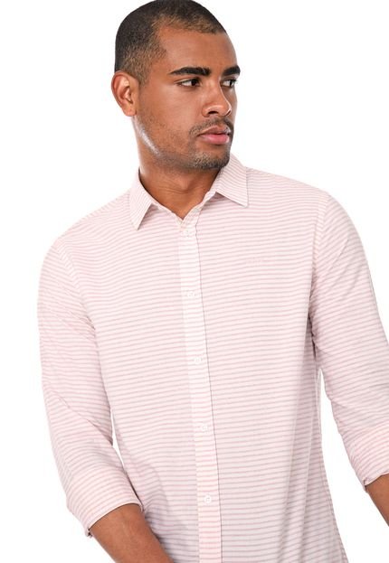 Camisa Colcci Reta Listrada Branca/Rosa - Marca Colcci